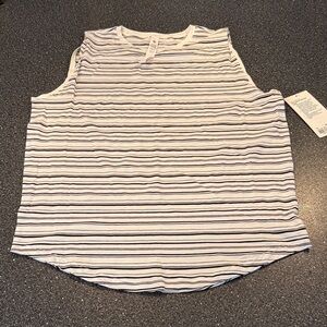 Lululemon Athletica Black and White Striped Brunswick Muscle Tank Top - size 10